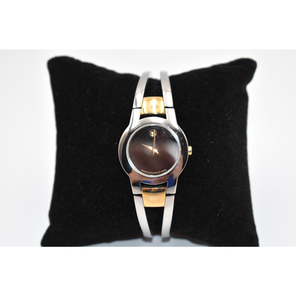 Movado Women's Watch Amorosa Black Dial Swiss Quartz 24mm Silver And Gold Tone - Picture 2 of 10
